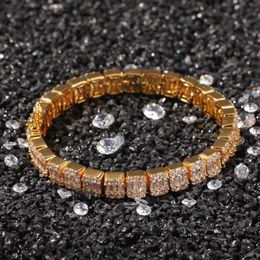 18K Gold Silver Black Gold CZ Iced Out Zircon Tennis Bracelet For Hip Hop Women Men Single Row Rhinestone Jewelry Gifts249r
