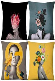 CushionDecorative Pillow Flower Girls Cushion Cover Beauty Posters Portrait Painting Pillowcase 45X45cm Bedroom Sofa Decor Case4556785