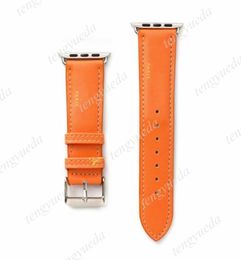 Classic Orange Fashion Designer Watch Straps 38mm 40mm 41mm 42mm 44mm 45mm for Watches Series 1 2 3 4 5 6 Top Quality Leather Smar8499516