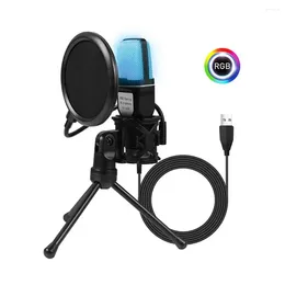 Microphones SF666R USB Wired Microphone Noise Reduction RGB Condensador Mic For Interview Vlogging Video Recording Podcast