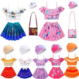 set Girls Encanto Charm Isabella Madrid Swimwear Costume Girls Princess Swimsuit 2PCS Summer Girls Bathing Suit 2022