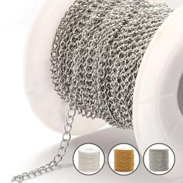 Bracelets 10meters/roll Stainless Steel Chains 2/3/5mm Gold Necklace Chains for Bracelet Extension Chain Diy Jewelry Components No Fade