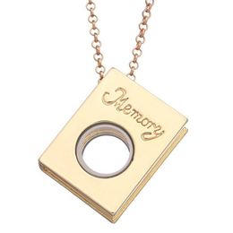 Pendant Necklaces Openable Book Memory Locket Necklace Sier Gold Chain Floating Lockets For Women Diy Fashion Jewelry Will And Sandy Dhv9I