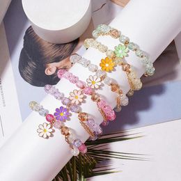 Link Bracelets Daisy Crystal Beads Glass Bracelet Hand Jewellery Fashion And Versatility Trend Women's Simple Style