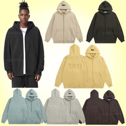 Tide Compound Line Ess Cardigan Hooded Sweatshirt Fall and Winter Indistinguishable Gender Models High-quality Loose Zipper Hoodie