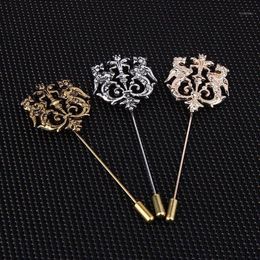 Bronze Gold Silver Tone Classic Hollow Double Lion Lapel Pins For Men Suit Accessories Stick Brooch Pins Wedding Party Jewelry13113