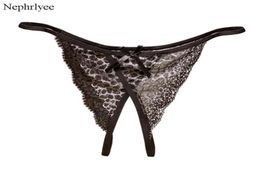 2021 Women Leopard Thongs Sexy Lace GString Briefs Ladies Comfortable Open Crotch Panties Breathable TBack Underwear P1104825685