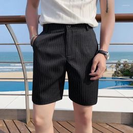 Men's Shorts Mens Striped Summer British Style Slim Five-point Trousers High Quality Fashion Casual Trend Clothing