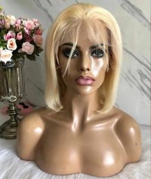 Wigs Celebrity Wigs Bob Cut Lace Front Wig Light Pink Colour 10A Malaysian Virgin Human Hair Full Lace Wigs for Woman Free Express Shipp