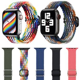 Braided Solo Sport Loop for Apple Watch Band 40mm 41mm 38mm 44mm 45mm 42mm 49mm Stretchy Elastic Nylon Adjustable Strap Wristband for iWatch series 9 8 7 6 5 4 3 2 1 SE Ultra