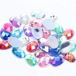 Nail Art Decorations Acrylic Rhinestones Oval Earth Facets 10x14mm 30/200pcs Many AB Colours Flatback Glue On Beads DIY Jewellery Making