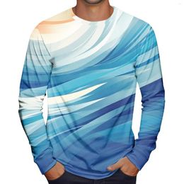 Men's T Shirts Colourful Print Tee Shirt Casual O-Neck Long Sleeve Pullovers Fashion Designer Vintage Spring Autumn Daily Basic Tops