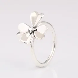 Cluster Rings Moving Four-Leaf Petals Clover Ring For Women Authentic S925 Sterling Silver Lady Jewellery Girl Birthday Gift