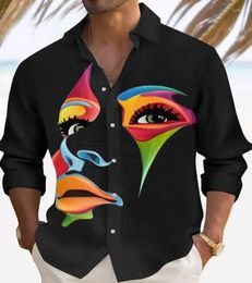 Men's Casual Shirts Clown Mask Printed Shirt Sport Breathable Undershirt Summer Lapel Cardigan Street Fashion Top