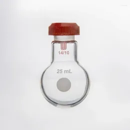 Micro Threaded Round Bottom Flask Capacity 5mL 10mL 25mL Joint 14/10 Perforated Cover Borosilicate Glass Bottle