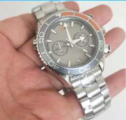 Classic style Super Quality Chronograph Men's Wristwatches 43mm gray dial Refined steel Bracelet Luminous VK quartz movement Chrono Work business Mens Watches