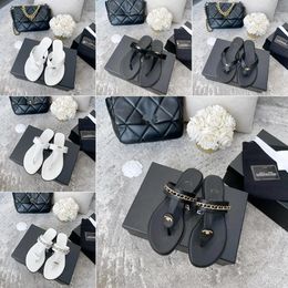 Women's sandals Flip-flops Paris Brands Slippers black white soft bottom Slippers Chain T-shaped slipper PU Leather designer slide designer slide