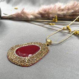 Pendant Necklaces Spring And Summer Girls European American Short Natural Ruby Faceted Necklace Colour Retention Personality Jewellery