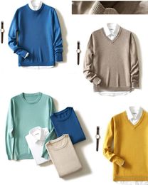 Men's Sweaters Autumn Winter Soft Warm Jersey Jumper Robe V-Neck O-Neck Knitted Men Cashmere Sweater For