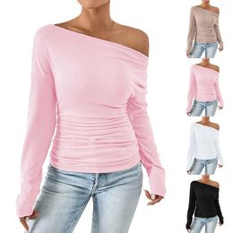 Women's T Shirts Women Sexy Off The Shoulder Tight Long Sleeve Crop Top Slim Fit For Going Out Shirt Clean Girl Aesthetic Clothes