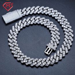 Hiphop 20Mm Sterling Sier Iced Out VVS Big Round Moissanite Cuban Link Chain