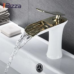 Faucets Basin Faucet Black Waterfall Bathroom Faucets Hot Cold Water Basin Mixer Tap Chrome Brass Toilet Sink Water Taps Crane Gold 1401 T