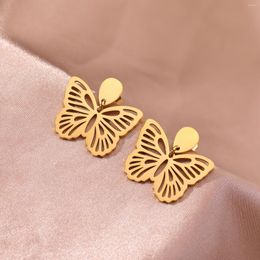 Stud Earrings Cazador Aesthetic Butterfly For Women Girls Stainless Steel Jewellery Piercing Party Christmas Gift 2023
