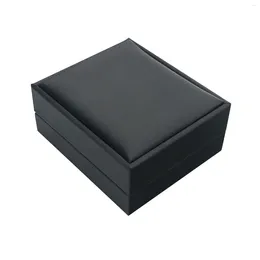 Jewelry Pouches Cufflinks Box Flip Design Classic For Storage PU Leather Small Men Black Cufflink Gift Display