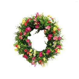 Decorative Flowers Spring Wreath Artificial Fashion Ornament Flower Hanging For Front Door Farmhouse Home Festival Patio