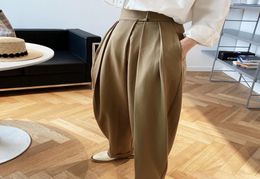Woman Thicken Loose Casual Suit Pant Autumn Winter Fashion Korean Women High Waist Straight Pans Chocolate Color Trousers 2009301095838