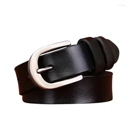 Belts Pure Cowhide 2.7cm Wide Fashion Retro Trendy Pin Buckle Belt For Women Casual All-match Jeans Dress Female Luxury