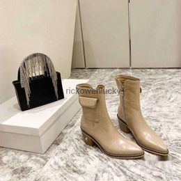 JC Jimmynessity Choo Shoes High Quality Fashion Women Shoes Genuine Designer Leather Boot Designer Highs Heels Short Thick Heel Nude Booties Lace Up Martin Boots Ory