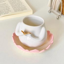 Mugs Gold Book Ceramic Mug Cute Ins Wind Milk Coffee Creative Personality Niche Cups And Saucers Couple Gift