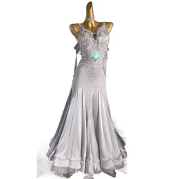 Stage Wear Ballroom Dress High-end Customised Multi-layer Large Hem With Diamond Cha Tango Waltz Female Professional Clothing