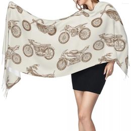 Scarves Vintage Motorcycles Pattern Scarf Winter Long Large Tassel Soft Wrap Pashmina