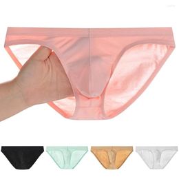 Underpants Men Cotton Sweat Pouch Low Waist Shorts Bulge Briefs Soft Comfortable Breathable Summer Ultra Thin Panties Underwear