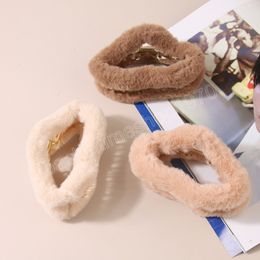 12CM Milk Coffee Cloud Plush Clasp Hairpin for Women Girls Back Head Hair Claw Female Headwear