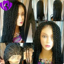 Wigs 1030inches long Senegalese twist full wig black/brown /blonde color Synthetic Lace Front Wig Afro Twist Braids Wigs For Black Wom