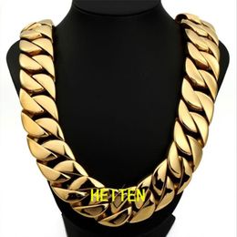 Luxury Mens 316L Stainless Steel HEITEN 32mm 23mm Width16 -28 Hip hop Heavy Cuban Gold Chain Fashion Heiten Jewelry 28242P