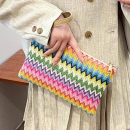 Waist Bags Straw Woven Wallet Colourful Hand-woven Bag Handmade Vintage Casual Portable Elegant Simple Exquisite For Weekend Vacation