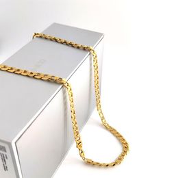 18K Solid Yellow G F Gold Curb Cuban Link Chain Necklace Hip-Hop Italian Stamp AU750 Men's Women 7mm 750 MM 75 CM long 29 INC2320