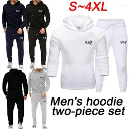 Men's Tracksuits Fashion Printed Hooded Sportswear Set Top And Pants Autumn Winter Male Fleece Casual Jogging Tracksuit