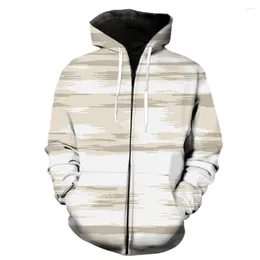 Men's Hoodies French Style Stripe Zipper Hoodie Streetwear Cool Hip Hop Long Sleeve 3D Printed Oversized 2023 Fashion Unisex