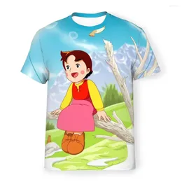 Men's T Shirts Heidi The Girl From AlpsSit On Tree Summer Mens Polyester Tshirt Short Sleeve 3D Printed Breathable Clothes