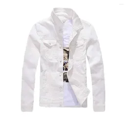 Men's Jackets Fashion Men Denim Jacket Cowboy White Jeans Casual Slim Fit Cotton Coat OUTWEAR Male Clothes