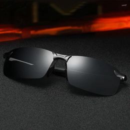 Sunglasses Half Frame Metal Men's Driving Fishing Waterproof Polarised