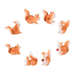 Garden Decorations 8Pcs Miniature Ornaments Resin Small Squirrel Figurine Adornments Random Style