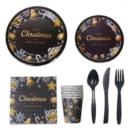 Disposable Dinnerware 68PCS Christmas Set Party Flatware For Holiday Tableware Pack