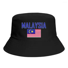 베레모 말레이시아 플래그 버킷 모자 프린트 멋진 팬 일요일 그늘 단순한 클래식 야외 여름 어부 모자 낚시 모자