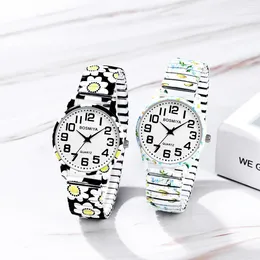 Wristwatches LANCARDO Men Women Teens Elastic Stretch Band Wristwatch Boho Arabic Numerals Watch Printed Decorative Strap Gifts